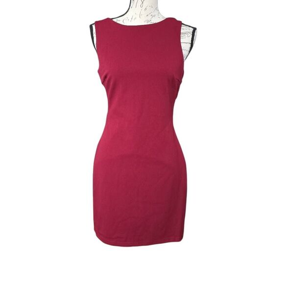 Lulu's Womens Size M Burgundy Devoted Lover Backless Knotted Bodycon Mini Dress - Picture 2 of 7